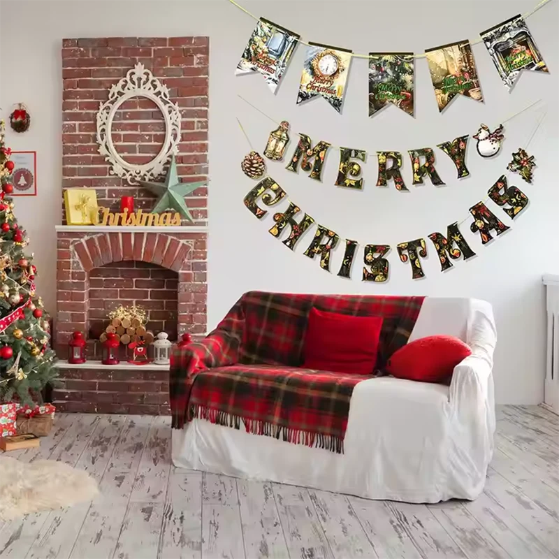 Muur hangende vlag kerstversiering banner